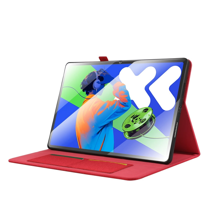 For Lenovo Tab P12 12.7 2025 Fabric Leather Tablet Case(Red) - Lenovo by PMC TechLife | Online Shopping South Africa | PMC TechLife | Buy Now Pay Later Mobicred