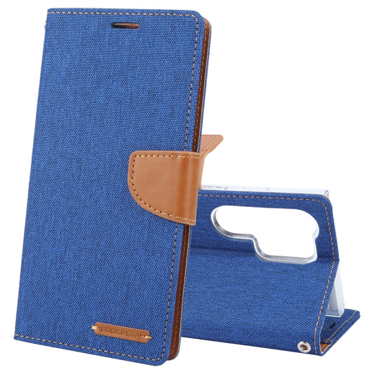 For Samsung Galaxy S24 Ultra 5G GOOSPERY CANVAS DIARY Fabric Texture Flip Leather Phone Case(Blue) - Galaxy S24 Ultra 5G Cases by GOOSPERY | Online Shopping South Africa | PMC Jewellery | Buy Now Pay Later Mobicred