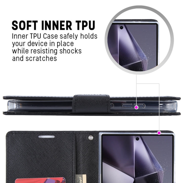 For Samsung Galaxy S24 Ultra 5G GOOSPERY FANCY DIARY Cross Texture Leather Phone Case(Purple) - Galaxy S24 Ultra 5G Cases by GOOSPERY | Online Shopping South Africa | PMC Jewellery | Buy Now Pay Later Mobicred