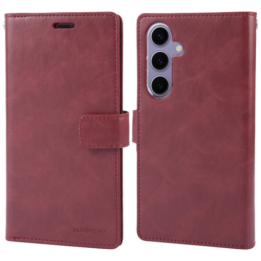 For Samsung Galaxy S24+ 5G GOOSPERY MANSOOR DIARY 9 Card Slots Leather Phone Case(Wine Red) - Galaxy S24+ 5G Cases by GOOSPERY | Online Shopping South Africa | PMC Jewellery | Buy Now Pay Later Mobicred