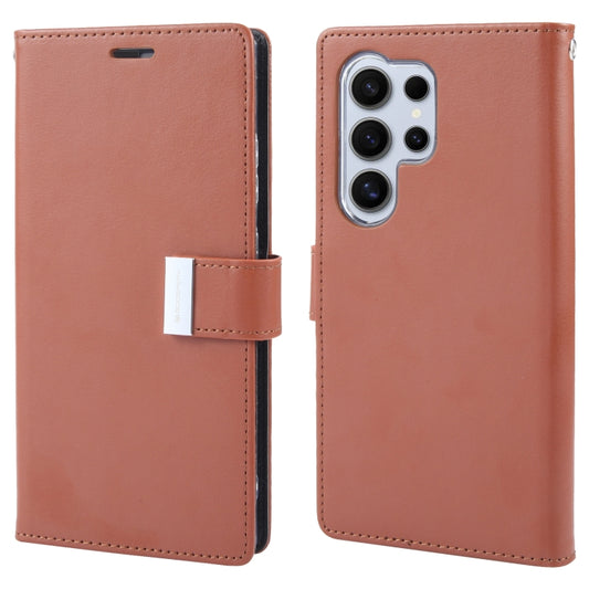 For Samsung Galaxy S24 Ultra 5G GOOSPERY RICH DIARY Crazy Horse Texture Leather Phone Case(Brown) - Galaxy S24 Ultra 5G Cases by GOOSPERY | Online Shopping South Africa | PMC Jewellery | Buy Now Pay Later Mobicred