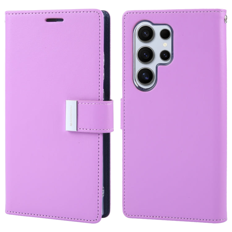 For Samsung Galaxy S24 Ultra 5G GOOSPERY RICH DIARY Crazy Horse Texture Leather Phone Case(Purple) - Galaxy S24 Ultra 5G Cases by GOOSPERY | Online Shopping South Africa | PMC Jewellery | Buy Now Pay Later Mobicred