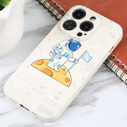 For iPhone 16 Plus Astronaut Pattern Silicone Straight Edge Phone Case(Planet Landing-White) - iPhone 16 Plus Cases by PMC Jewellery | Online Shopping South Africa | PMC Jewellery | Buy Now Pay Later Mobicred