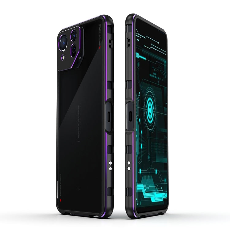 For ASUS ROG Phone 8 Lens Protector + Metal Frame Phone Case(Black Purple) - ASUS Cases by PMC TechLife | Online Shopping South Africa | PMC TechLife | Buy Now Pay Later Mobicred