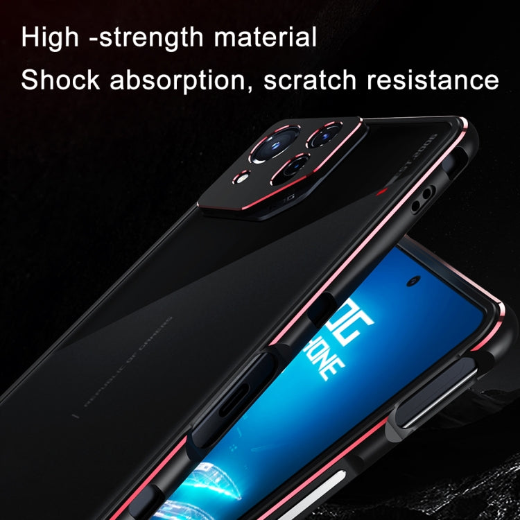 For ASUS ROG Phone 8 Lens Protector + Metal Frame Phone Case(Black Purple) - ASUS Cases by PMC TechLife | Online Shopping South Africa | PMC TechLife | Buy Now Pay Later Mobicred