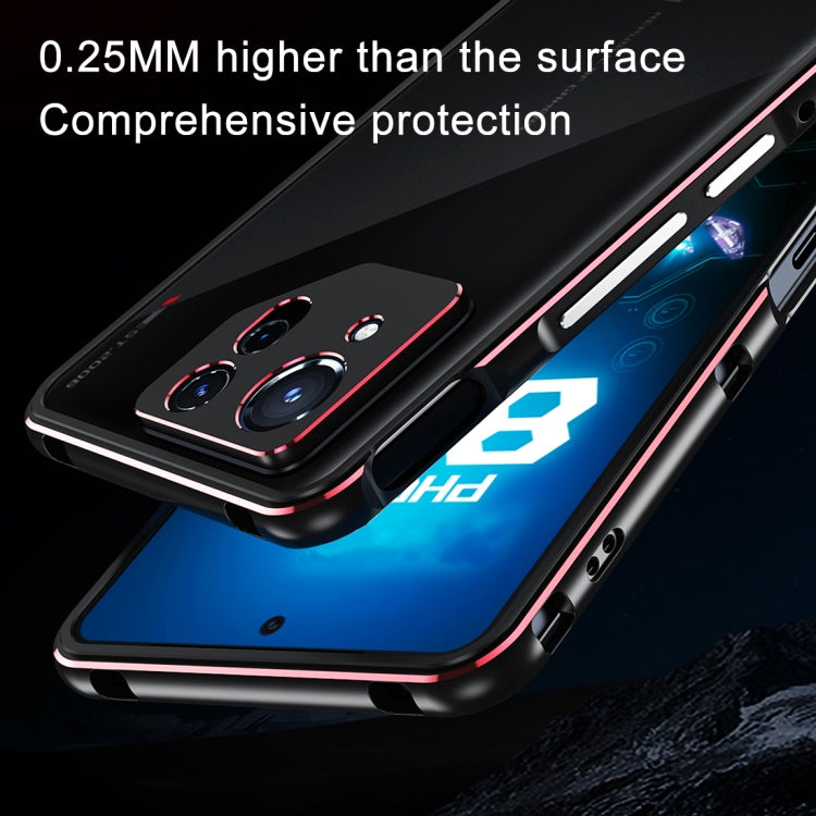 For ASUS ROG Phone 8 Lens Protector + Metal Frame Phone Case(Black Purple) - ASUS Cases by PMC TechLife | Online Shopping South Africa | PMC TechLife | Buy Now Pay Later Mobicred