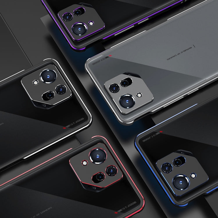 For ASUS ROG Phone 8 Lens Protector + Metal Frame Phone Case(Black Purple) - ASUS Cases by PMC TechLife | Online Shopping South Africa | PMC TechLife | Buy Now Pay Later Mobicred