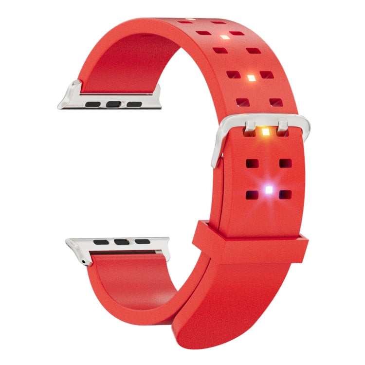 For Apple Watch Series 9 41mm Luminous Colorful Light Silicone Watch Band(Red) - Watch Bands by PMC TechLife | Online Shopping South Africa | PMC TechLife