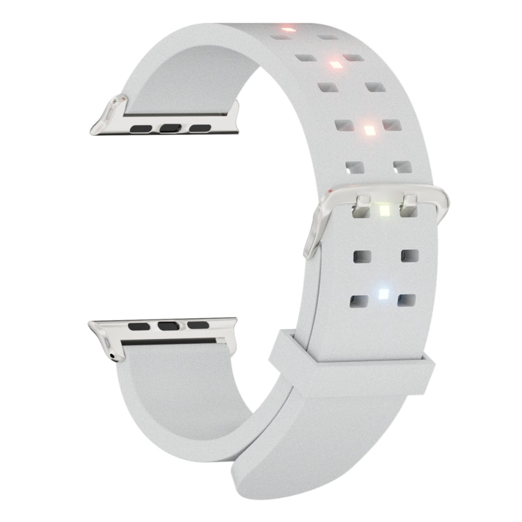 For Apple Watch Series 8 41mm Luminous Colorful Light Silicone Watch Band(Light Grey) - Watch Bands by PMC TechLife | Online Shopping South Africa | PMC TechLife