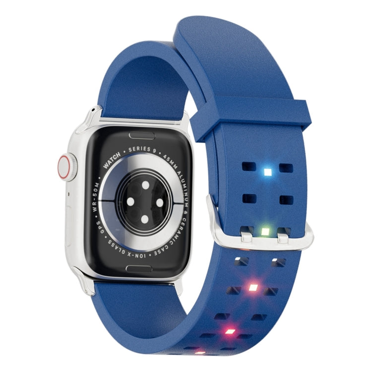 For Apple Watch Series 7 45mm Luminous Colorful Light Silicone Watch Band(Blue) - Watch Bands by PMC Jewellery | Online Shopping South Africa | PMC Jewellery