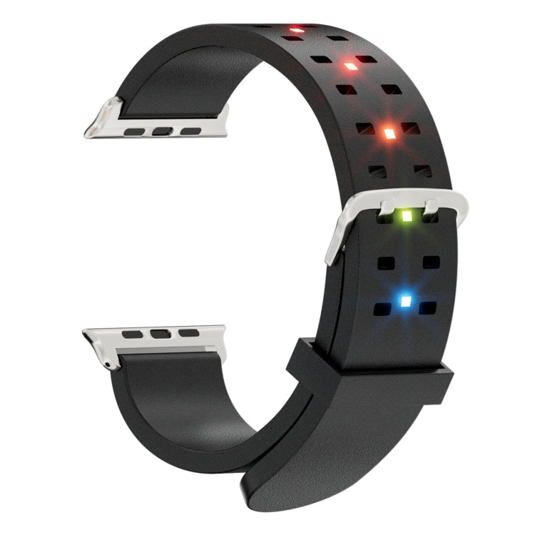 For Apple Watch SE 40mm Luminous Colorful Light Silicone Watch Band(Black) - Watch Bands by PMC Jewellery | Online Shopping South Africa | PMC Jewellery