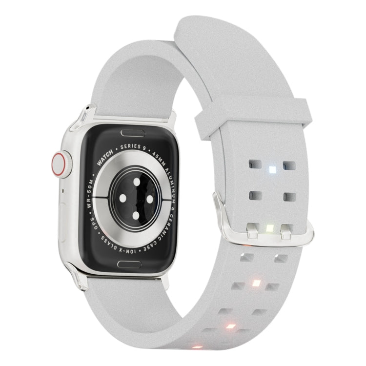 For Apple Watch SE 44mm Luminous Colorful Light Silicone Watch Band(Light Grey) - Watch Bands by PMC TechLife | Online Shopping South Africa | PMC TechLife