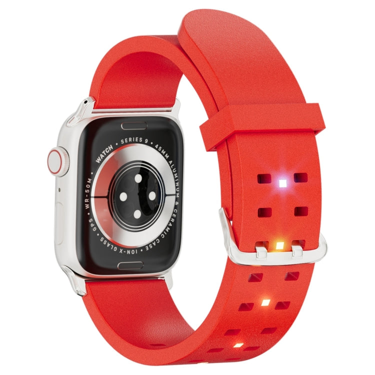 For Apple Watch 38mm Luminous Colorful Light Silicone Watch Band(Red) - Watch Bands by PMC TechLife | Online Shopping South Africa | PMC TechLife