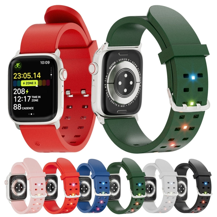 For Apple Watch 42mm Luminous Colorful Light Silicone Watch Band(Red) - Watch Bands by PMC TechLife | Online Shopping South Africa | PMC TechLife
