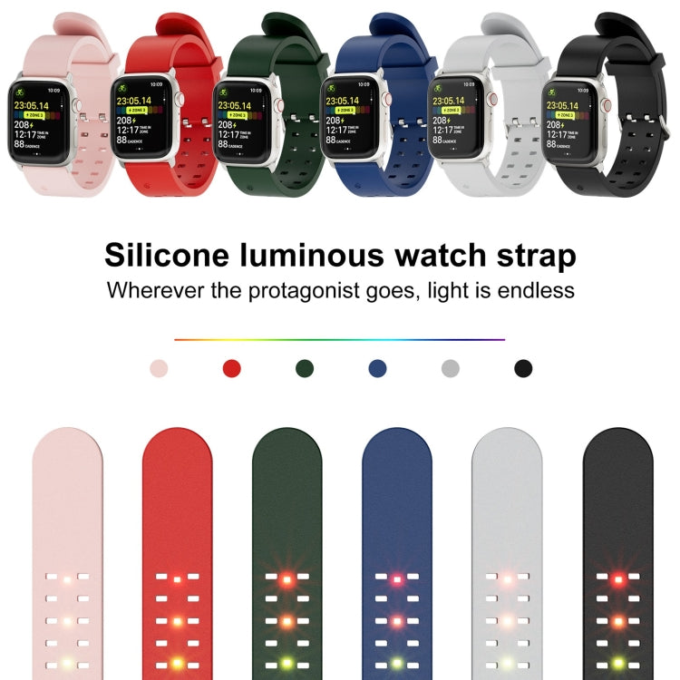 For Apple Watch 42mm Luminous Colorful Light Silicone Watch Band(Blue) - Watch Bands by PMC TechLife | Online Shopping South Africa | PMC TechLife