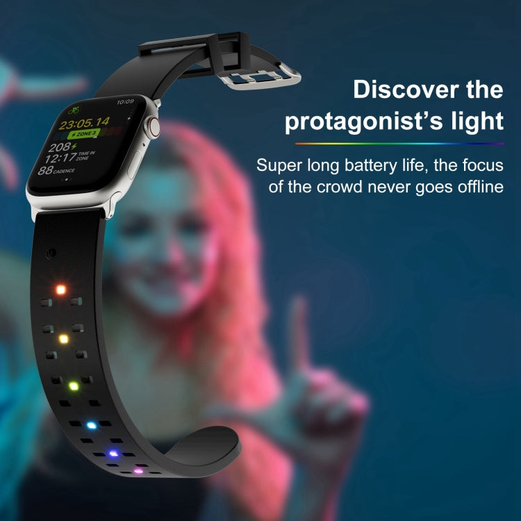 For Apple Watch SE 44mm Luminous Colorful Light Silicone Watch Band(Light Grey) - Watch Bands by PMC TechLife | Online Shopping South Africa | PMC TechLife