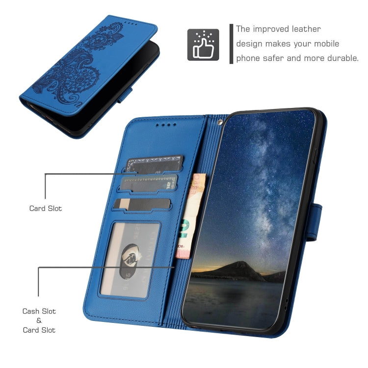 For Tecno Spark Go 2024 Datura Flower Embossed Flip Leather Phone Case(Blue) - Tecno Cases by PMC Jewellery | Online Shopping South Africa | PMC Jewellery | Buy Now Pay Later Mobicred