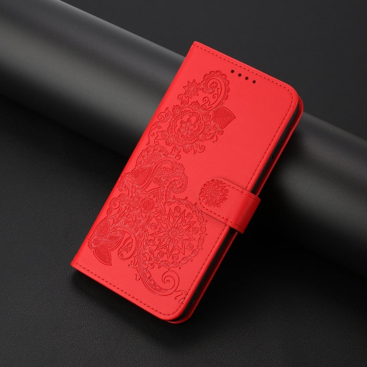 For Tecno Spark Go 2024 Datura Flower Embossed Flip Leather Phone Case(Red) - Tecno Cases by PMC Jewellery | Online Shopping South Africa | PMC Jewellery | Buy Now Pay Later Mobicred