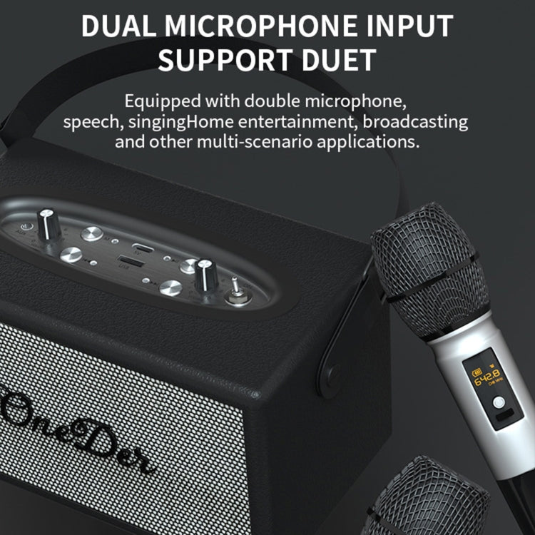 Oneder D7 Bluetooth Speaker Outdoor Karaoke Wireless Speakers With Two Mic(Cyan) - free shipping - PMC Jewellery - Order now!