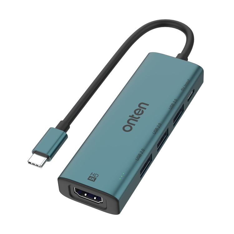 Onten UC123 5 in 1 USB-C / Type-C to HDMI + USB3.0 HUB Docking Station with 5V Input - free shipping - PMC Jewellery - Order now!