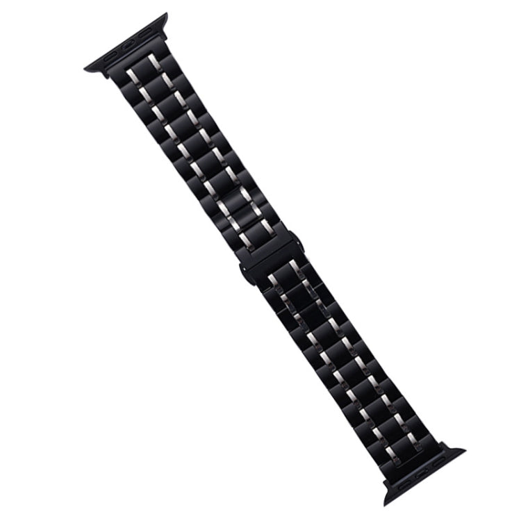 For Apple Watch 42mm Five-Beads Stainless Steel Watch Band(Black Silver) - free shipping - PMC TechLife - Order now!