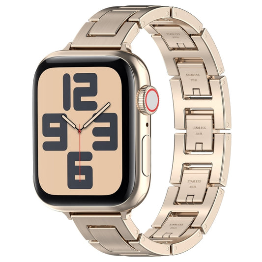 For Apple Watch SE 2023 40mm H Slim Stainless Steel Watch Band(Starlight) - Watch Bands by PMC Jewellery | Online Shopping South Africa | PMC Jewellery