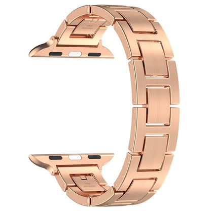 For Apple Watch Series 8 41mm H Slim Stainless Steel Watch Band(Rose Gold) - Watch Bands by PMC Jewellery | Online Shopping South Africa | PMC Jewellery