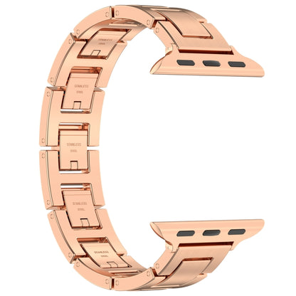 For Apple Watch 42mm H Slim Stainless Steel Watch Band(Rose Gold) - Watch Bands by PMC Jewellery | Online Shopping South Africa | PMC Jewellery