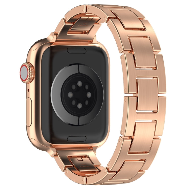 For Apple Watch 38mm H Slim Stainless Steel Watch Band(Rose Gold) - Watch Bands by PMC Jewellery | Online Shopping South Africa | PMC Jewellery