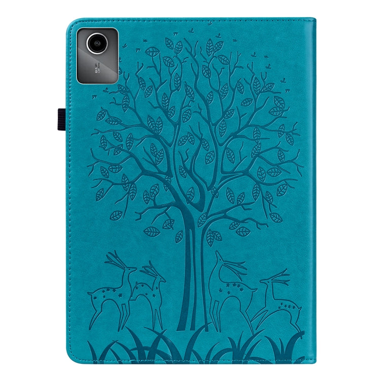 For Lenovo Tab M11 / Xiaoxin Pad 11 2024 Tree & Deer Embossed Leather Tablet Case(Blue) - Lenovo by PMC Jewellery | Online Shopping South Africa | PMC Jewellery | Buy Now Pay Later Mobicred