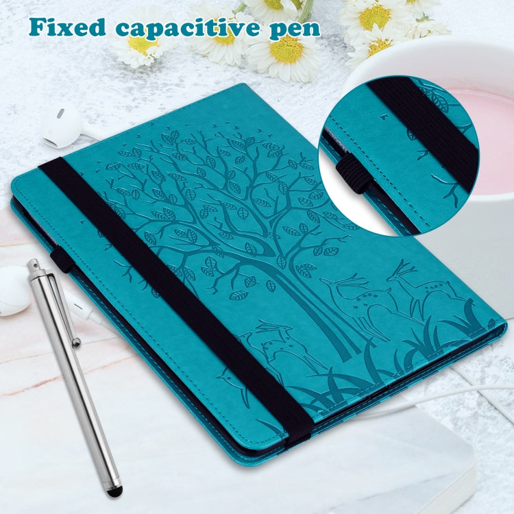 For Lenovo Tab M11 / Xiaoxin Pad 11 2024 Tree & Deer Embossed Leather Tablet Case(Blue) - Lenovo by PMC Jewellery | Online Shopping South Africa | PMC Jewellery | Buy Now Pay Later Mobicred