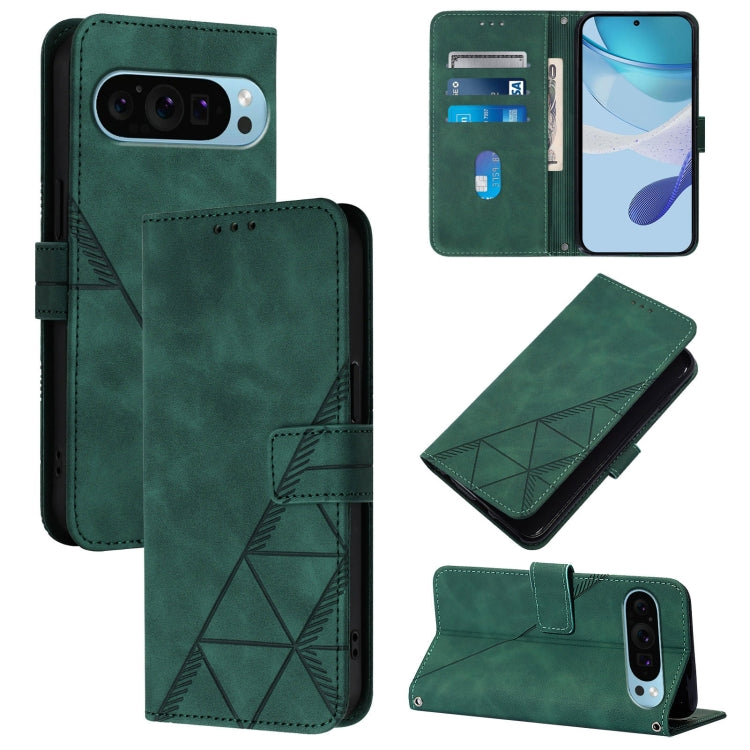 For Google Pixel 9 Pro XL Crossbody 3D Embossed Flip Leather Phone Case(Dark Green) - Google Cases by PMC Jewellery | Online Shopping South Africa | PMC Jewellery | Buy Now Pay Later Mobicred