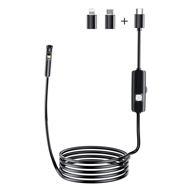 AN112 8mm Double Lenses HD Industry Endoscope Type-C + Micro USB + 8 Pin Connection, Length:10m Hard Tube -  by PMC TechLife | Online Shopping South Africa | PMC TechLife | Buy Now Pay Later Mobicred