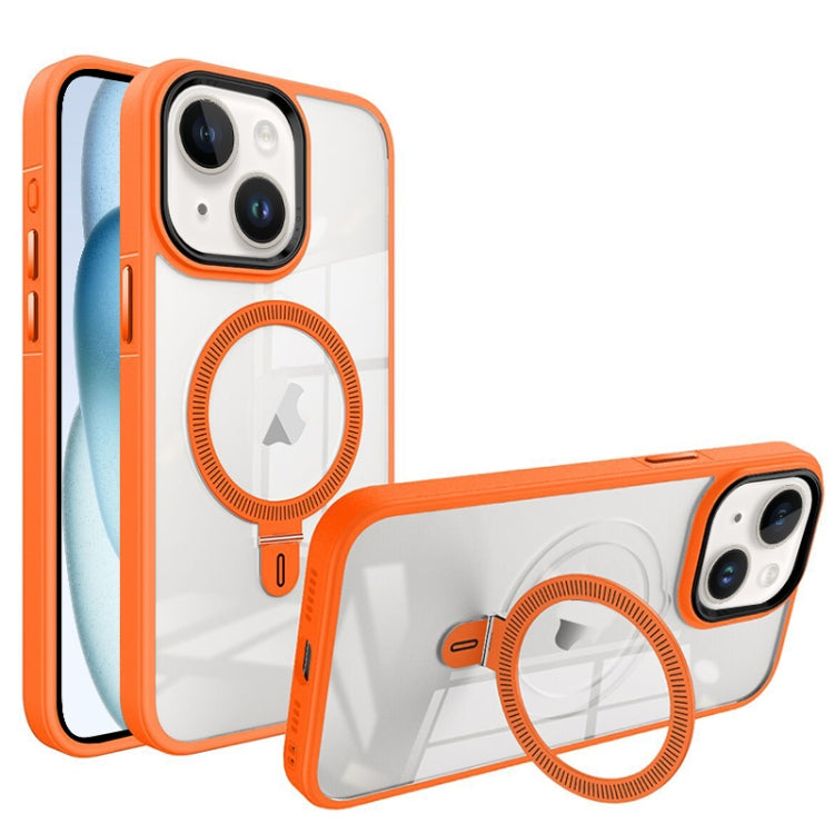 For iPhone 15 Shield Armor MagSafe Holder Phone Case(Orange) - iPhone 15 Cases by PMC Jewellery | Online Shopping South Africa | PMC Jewellery