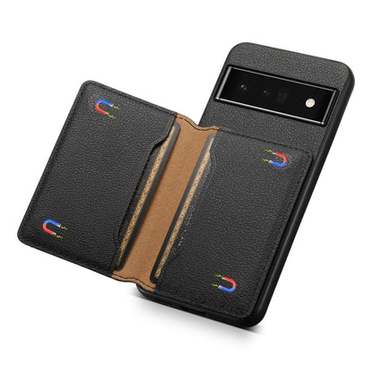 For Google Pixel 6 Pro Calf Texture Card Bag Design Full Coverage Phone Case(Black) - Google Cases by PMC Jewellery | Online Shopping South Africa | PMC Jewellery | Buy Now Pay Later Mobicred