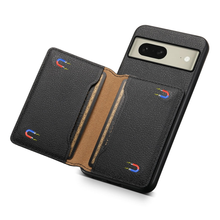 For Google Pixel 8 Calf Texture Card Bag Design Full Coverage Phone Case(Black) - Google Cases by PMC TechLife | Online Shopping South Africa | PMC TechLife | Buy Now Pay Later Mobicred