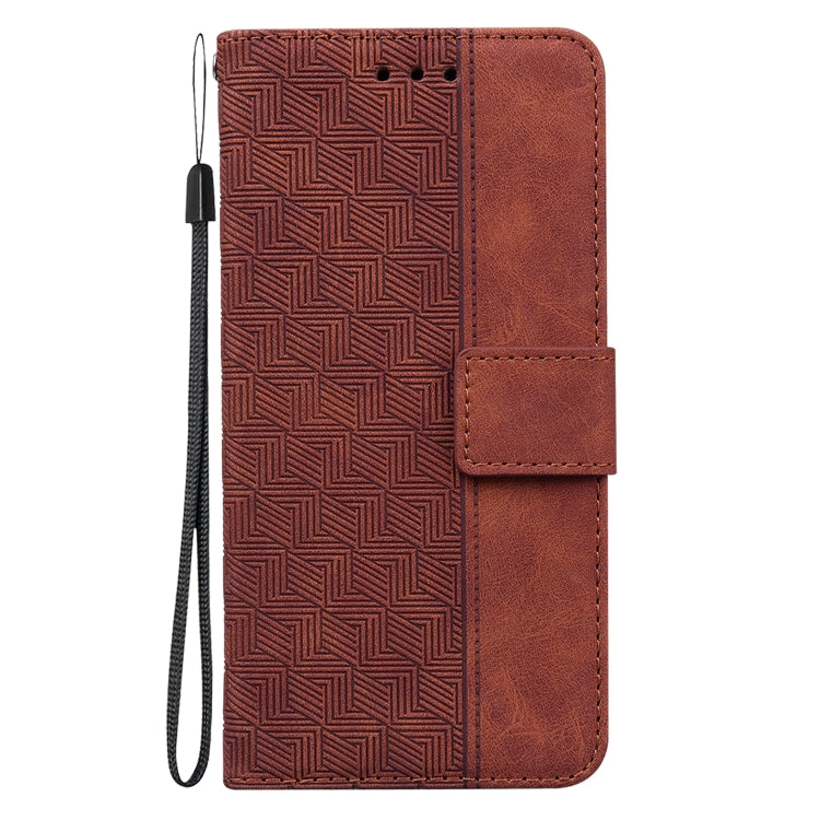 For Google Pixel 9 Geometric Embossed Leather Phone Case(Brown) - Google Cases by PMC TechLife | Online Shopping South Africa | PMC TechLife | Buy Now Pay Later Mobicred