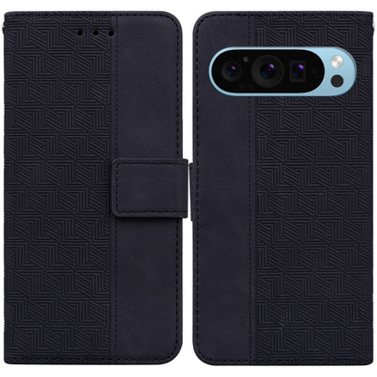 For Google Pixel 9 Pro 5G Geometric Embossed Leather Phone Case(Black) - Google Cases by PMC Jewellery | Online Shopping South Africa | PMC Jewellery | Buy Now Pay Later Mobicred