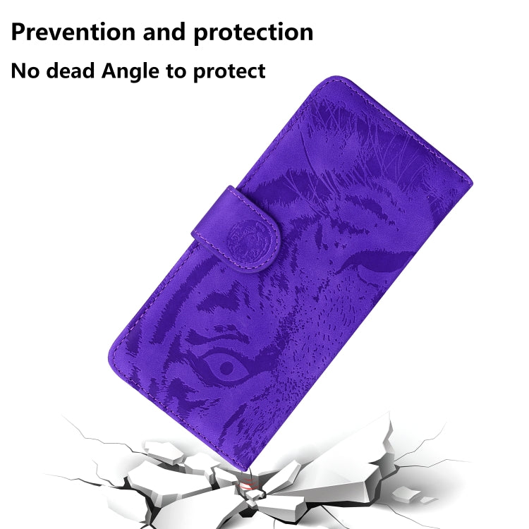 For Google Pixel 9 Tiger Embossing Pattern Flip Leather Phone Case(Purple) - Google Cases by PMC Jewellery | Online Shopping South Africa | PMC Jewellery | Buy Now Pay Later Mobicred