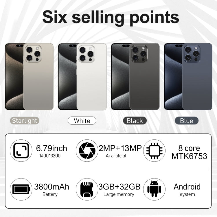 i15 Pro Max / VD1, 3GB+32GB, 6.79 inch Screen, Face Identification, Android 8.1 MTK6753 Octa Core, Network: 4G, Dual SIM(Blue) -  by PMC TechLife | Online Shopping South Africa | PMC TechLife