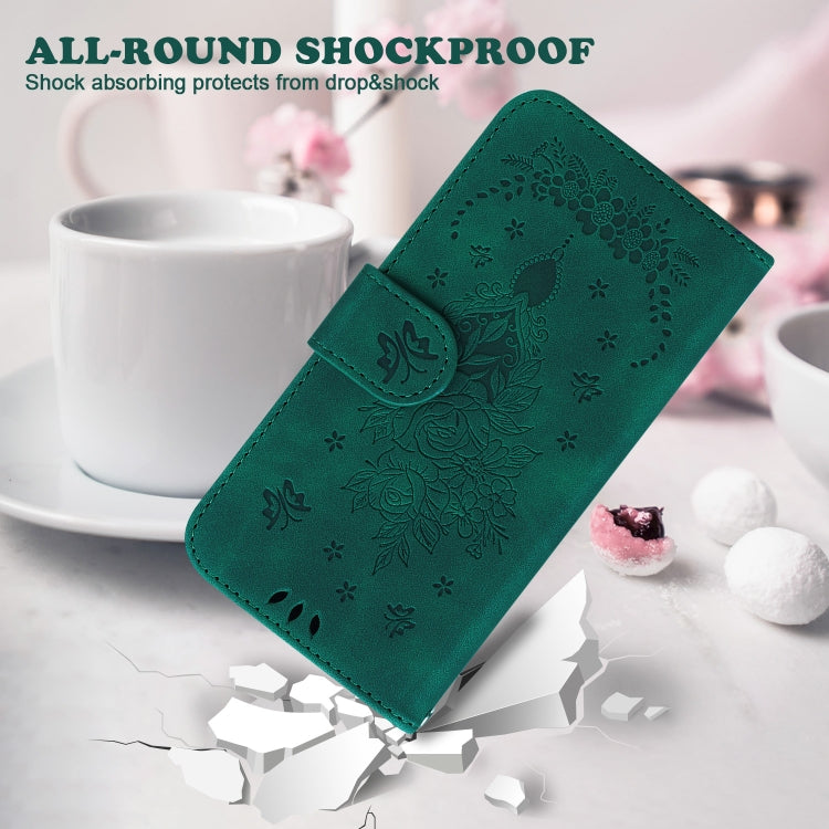 For Google Pixel 9 Butterfly Rose Embossed Leather Phone Case(Green) - Google Cases by PMC TechLife | Online Shopping South Africa | PMC TechLife | Buy Now Pay Later Mobicred