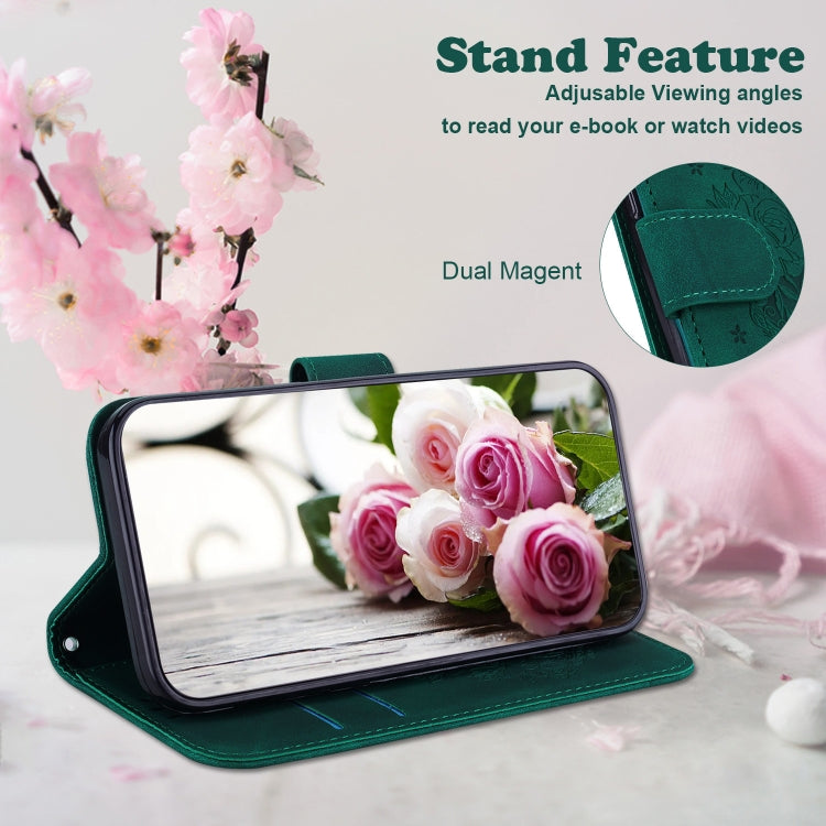 For Google Pixel 9 Butterfly Rose Embossed Leather Phone Case(Green) - Google Cases by PMC TechLife | Online Shopping South Africa | PMC TechLife | Buy Now Pay Later Mobicred
