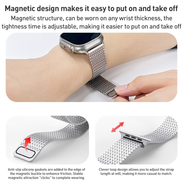 For Apple Watch Series 9 45mm Milanese Loop Magnetic Clasp Stainless Steel Watch Band(Silver) - Watch Bands by PMC Jewellery | Online Shopping South Africa | PMC Jewellery