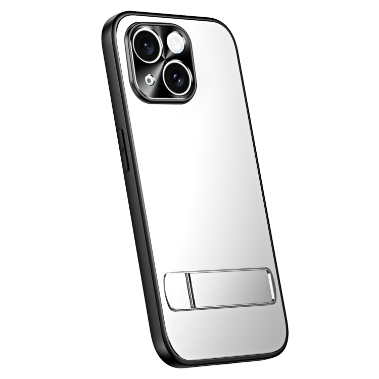 For iPhone 14 R-JUST RJ-61 Electroplating Frosted TPU + PC Phone Case with Holder(Silver) - iPhone 14 Cases by R-JUST | Online Shopping South Africa | PMC TechLife | Buy Now Pay Later Mobicred