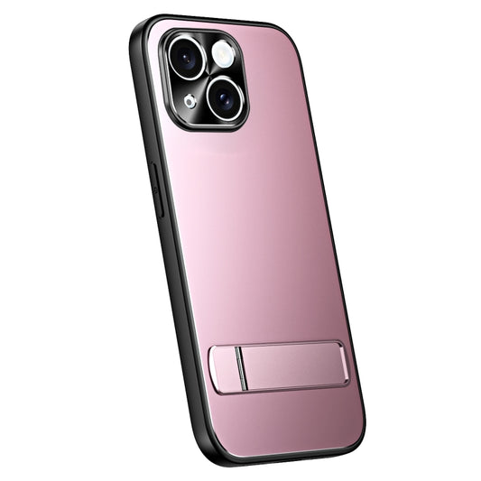 For iPhone 13 R-JUST RJ-61 Electroplating Frosted TPU + PC Phone Case with Holder(Pink) - iPhone 13 Cases by R-JUST | Online Shopping South Africa | PMC Jewellery