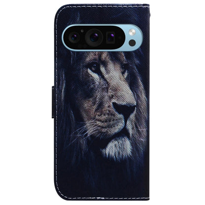 For Google Pixel 9 Pro Coloured Drawing Flip Leather Phone Case(Lion) - Google Cases by PMC Jewellery | Online Shopping South Africa | PMC Jewellery | Buy Now Pay Later Mobicred