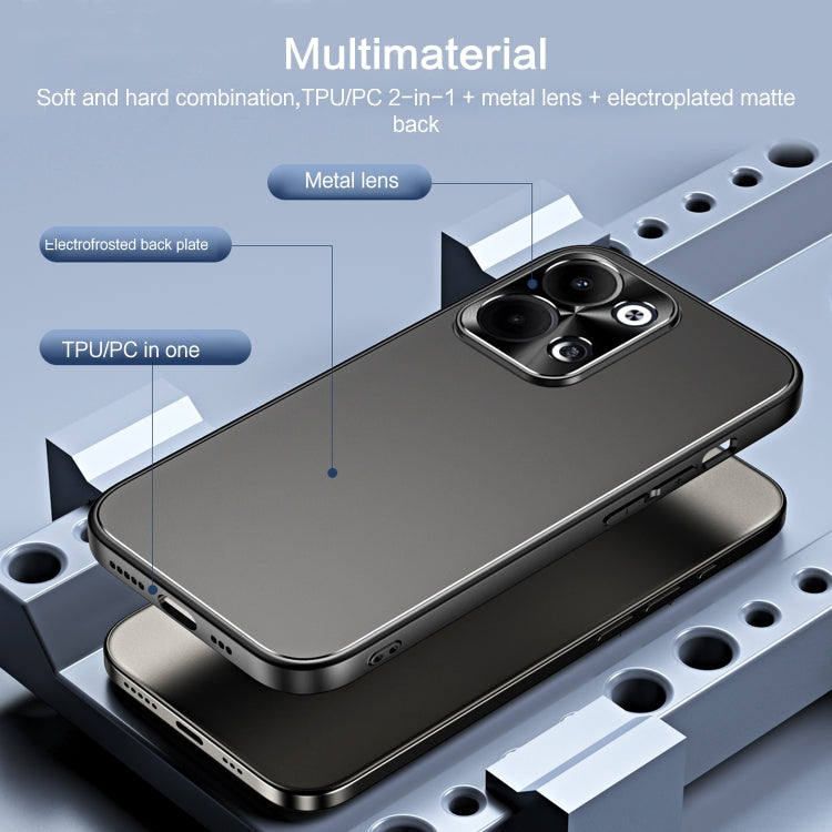 For OPPO Reno9 Pro+ R-JUST RJ-61 Electroplating Frosted TPU + PC Phone Case(Grey) - OPPO Cases by R-JUST | Online Shopping South Africa | PMC TechLife | Buy Now Pay Later Mobicred