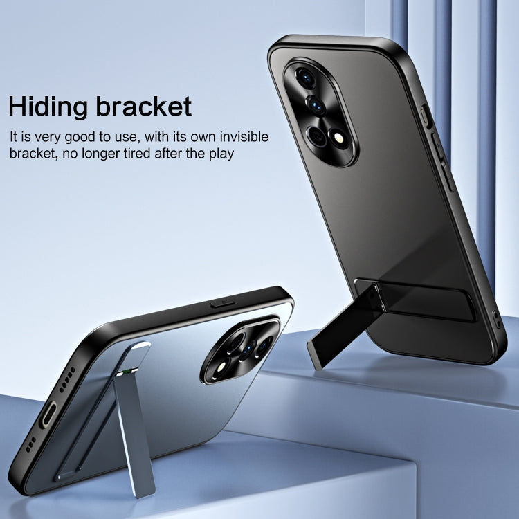 For Huawei nova 12 Pro R-JUST RJ-61 Electroplating Frosted TPU + PC Phone Case with Holder(Silver) - Huawei Cases by R-JUST | Online Shopping South Africa | PMC TechLife