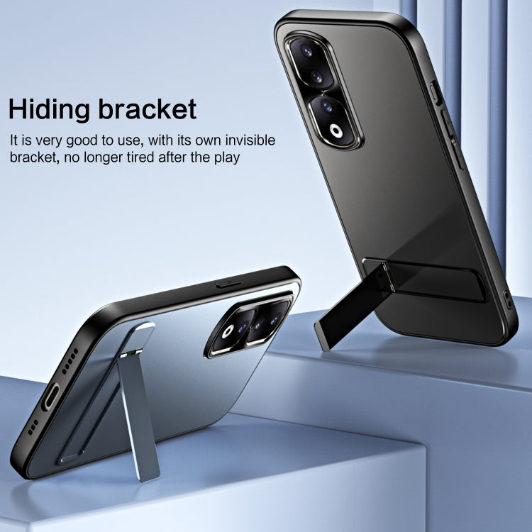 For Honor 90 Pro R-JUST RJ-61 Electroplating Frosted TPU + PC Phone Case with Holder(Blue) - Honor Cases by R-JUST | Online Shopping South Africa | PMC TechLife | Buy Now Pay Later Mobicred