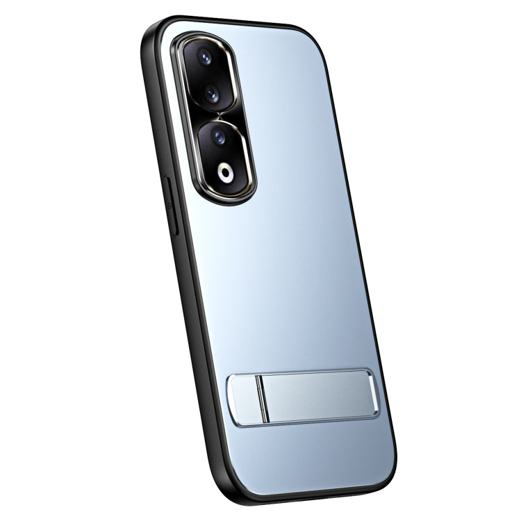 For Honor 90 R-JUST RJ-61 Electroplating Frosted TPU + PC Phone Case with Holder(Blue) - Honor Cases by R-JUST | Online Shopping South Africa | PMC TechLife | Buy Now Pay Later Mobicred